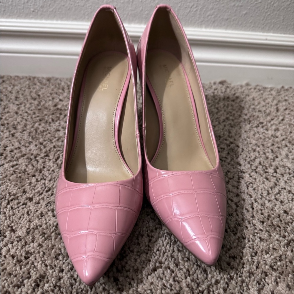 Chanel Pink Croc-Embossed Heels